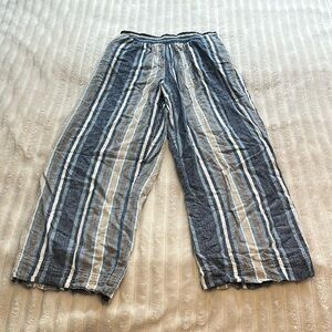 Striped wide leg linen pants